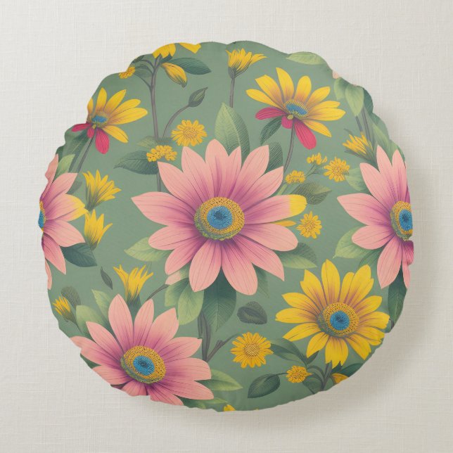 Coussin de trow d'été, joli design floral (Devant)
