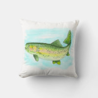 Coussin de truite arc-en-ciel aquarelle