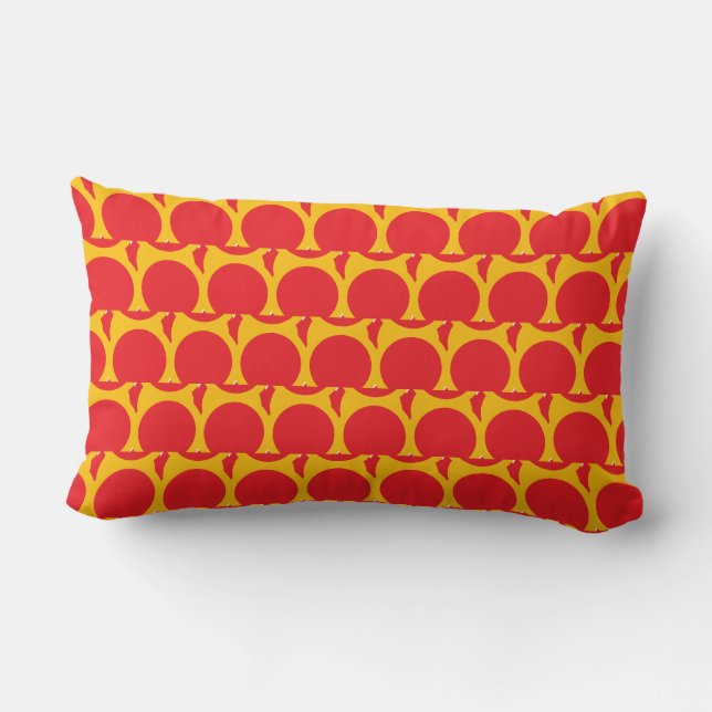 Coussin de tuiles de toits rouges et jaunes (Verso)