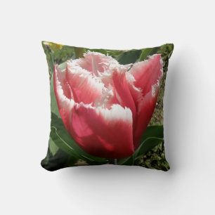 Coussin de tulipe à franges roses