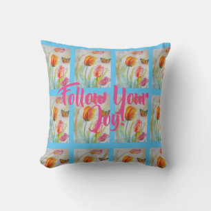 Coussin de tulipe rose tulipes floral aquarelle bl