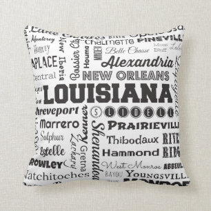 Coussin de typographie de villes de la Louisiane