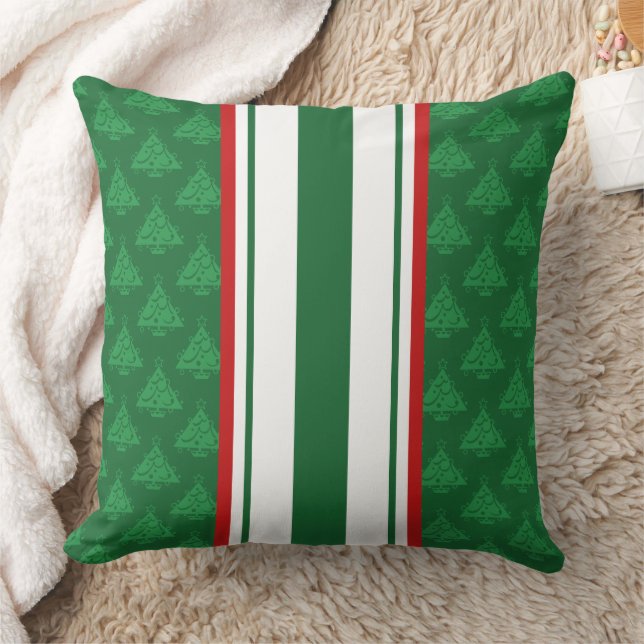 Coussin de vacances, Rouge blanc vert avec arbres (Couverture)