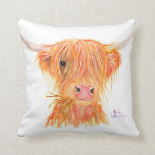 Coussin de vache Highland Fergus par Shirley MacAr
