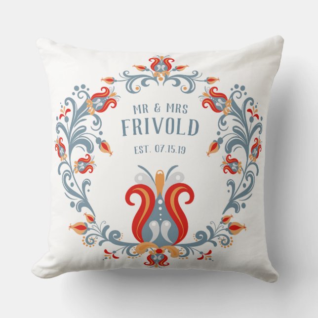 Coussin de velkommen d'art populaire scandinave (Recto)