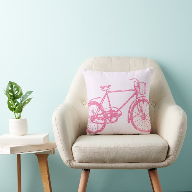 Coussin de vélo rose et blanc (Chaise)
