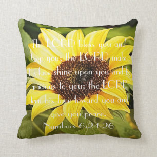 Coussin de vers de bible de tournesol du jour de