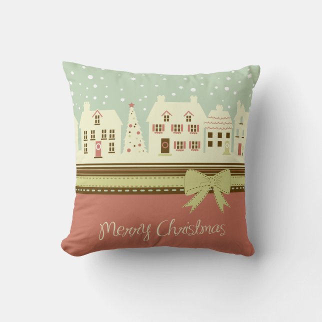 Coussin de village de Noël de pays de KRW (Recto)