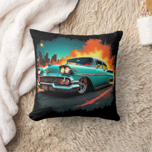 Coussin de voiture classique avec scène de rue noc
