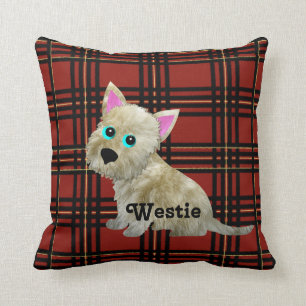 Coussin de Westie de tartan