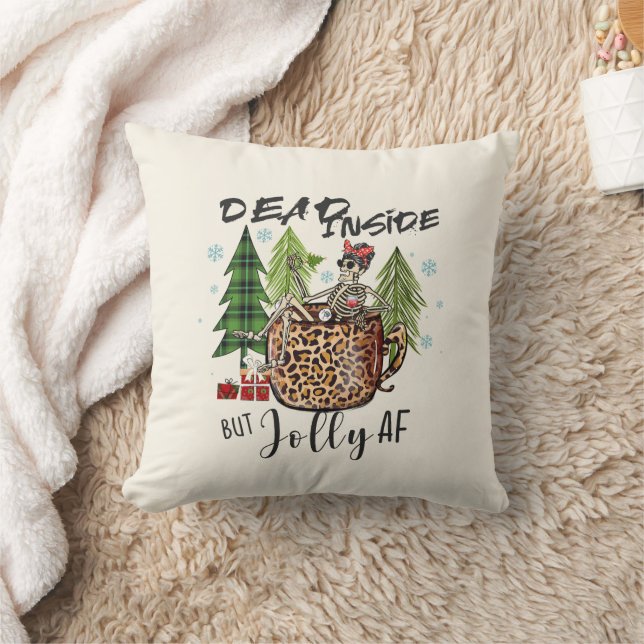Coussin Dead Inside Jolly AF Funny Christmas (Couverture)