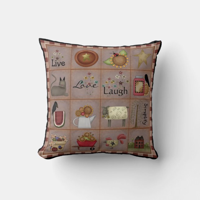 Coussin d'échantillonnage de l'art de Country Prim (Recto)
