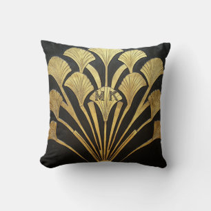 Coussin Déco égyptien noir et or 16 x 16