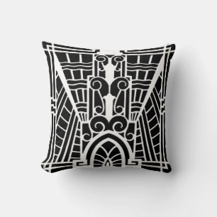 Coussin Déco Motif architectural, noir et blanc
