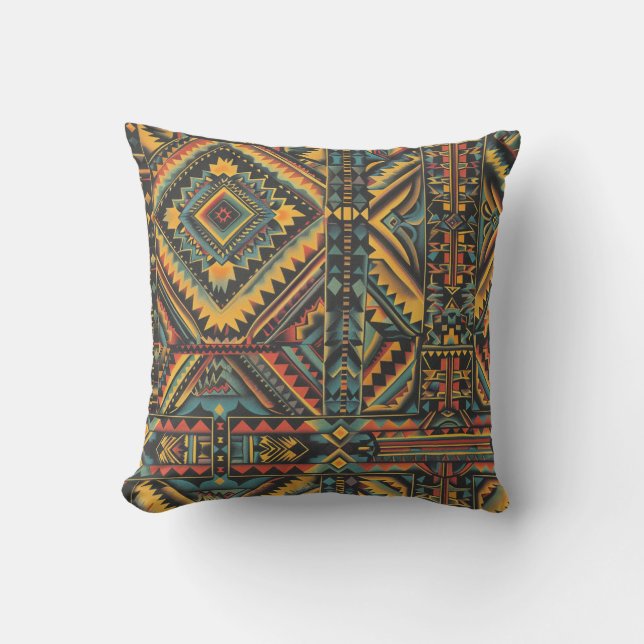 Coussin Déco Turquoise "Centuries Old Geometry Elegance" (Recto)