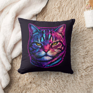 Coussin Décor animal vibrant et cool Psychedelic Cat