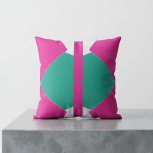Coussin Décor Bloc de Couleur Rose Vert Moderne Memphis
