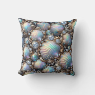 Coussin Décor côtier de luxe Diamants et coquillages