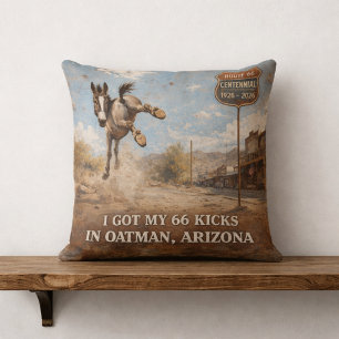 Coussin Décor d'âne d'Oatman pour le centenaire de la rout