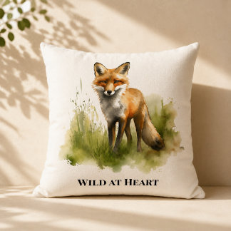 Coussin décor de chalet Fox Woodland Sauvage au cœ