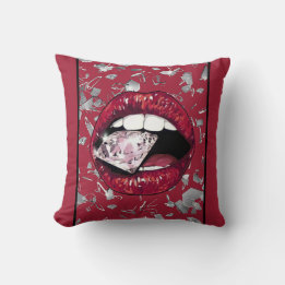 Coussin Décor de maison en verre brisé rouge et diamants