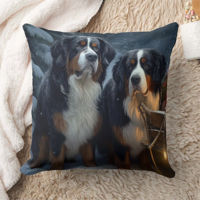 Coussin Décor de Noël Bernese Mountain Snowy (Couverture)
