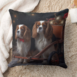 Coussin Décor de Noël Cavalier King enneigé  