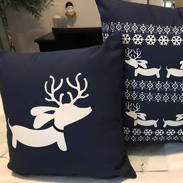 Coussin Décor de Noël de la Marine Reindeer Dachshund (Créateur téléchargé)