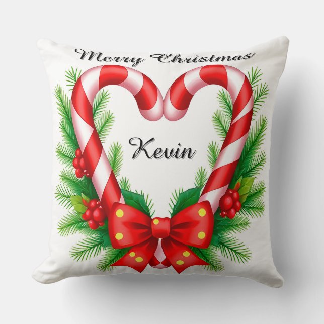 Coussin Décor de Noël festif avec Sucres de canne (Recto)
