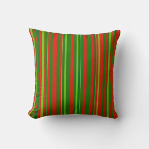 Coussin Décor de Noël rayures rouge/vert