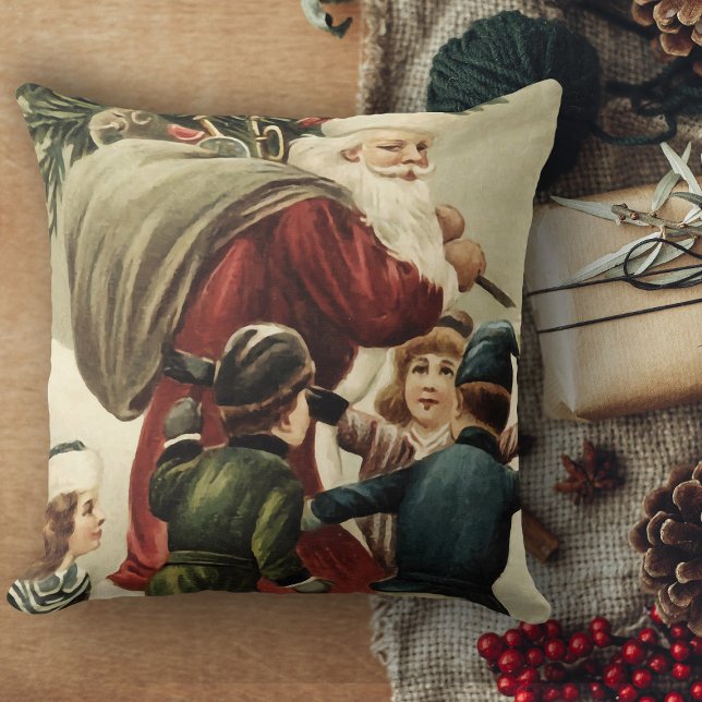 Coussin Décor de Noël Vintage Noël Père Noël (Christmas pillows vintage Christmas decor Santa Claus throw pillow for living room)