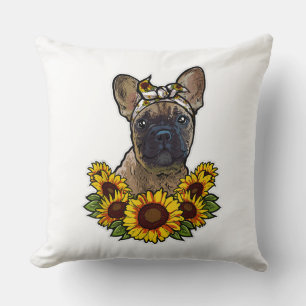 Coussin Décor de tournesol Frenchie pour Amoureux des chie