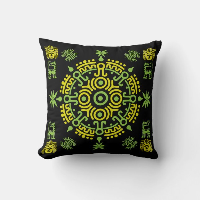 Coussin Décor d'origine artistique aztèque mexicaine (Recto)