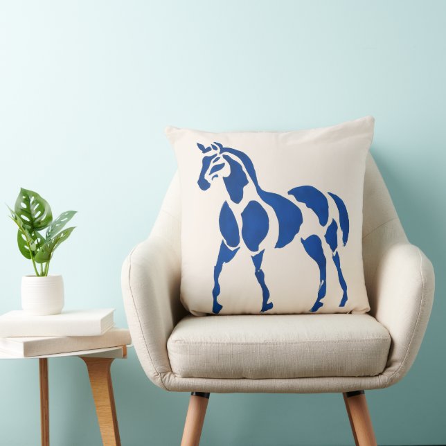 Coussin Décor équestre moderne du Cheval bleu (Chaise)