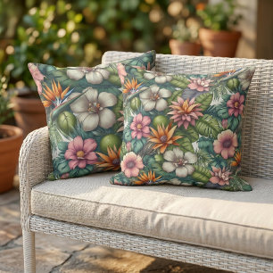 Coussin Décor floral d'hibiscus tropical côtier