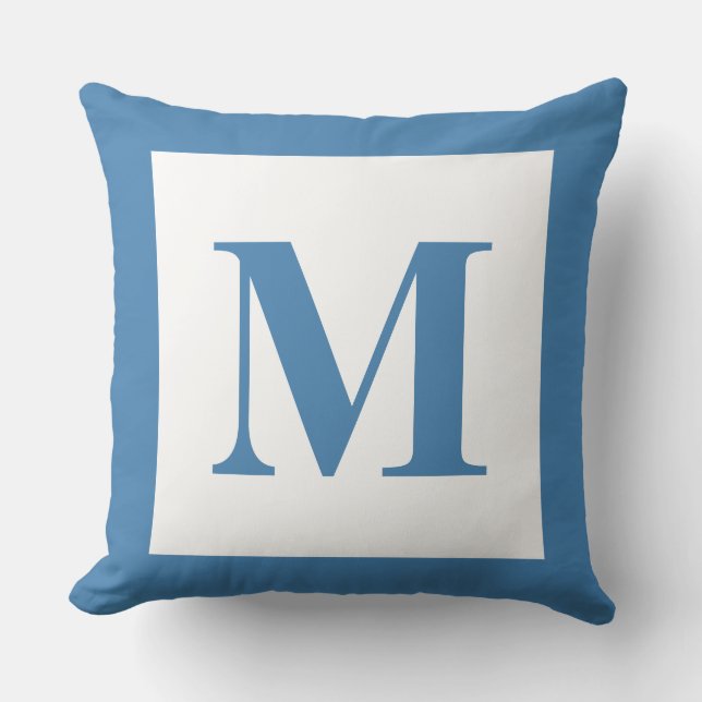 Coussin Décor industriel Monogramme Acier bleu (Recto)