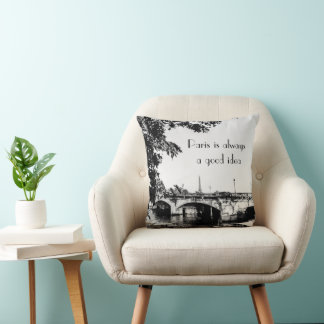 Coussin Décor maison en noir et blanc avec devis
