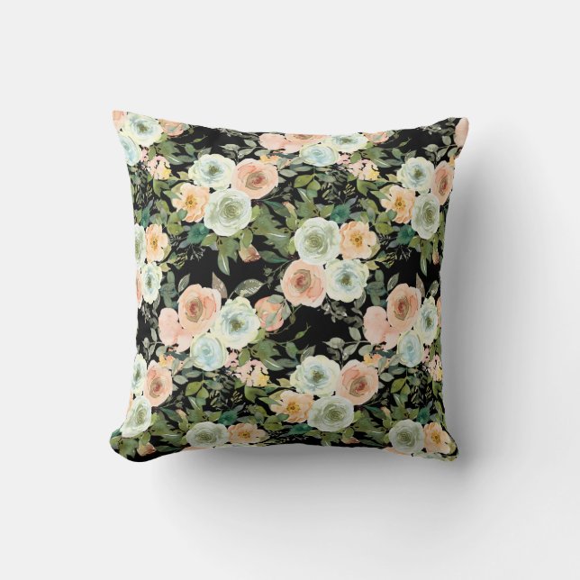 Coussin Décor Moderne Peach Floral Peonies (Recto)