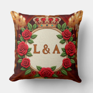Coussin 🌹 Décor personnalisé avec monogramme initial de r
