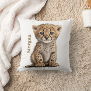 Coussin Décor personnalisé bébé Cheetah Leopard Nursery
