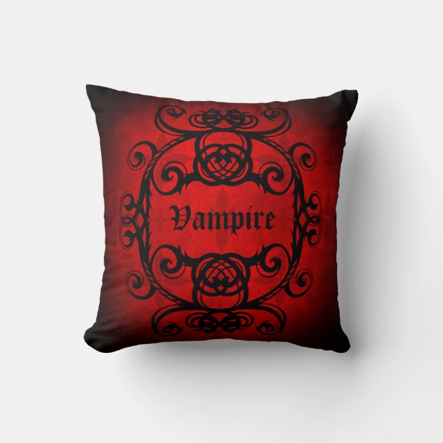 Coussin Décor rouge et noir vampire gothique d'Halloween (Recto)