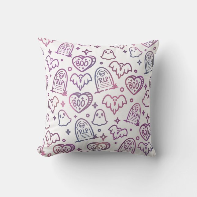 Coussin Décor tendance rose violet Fantôme Halloween (Recto)