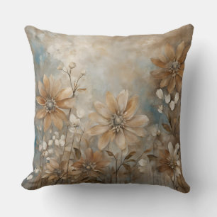 Coussin Décoratif à fleurs bleu terre