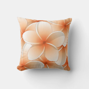Coussin décoratif à fleurs orange réversible