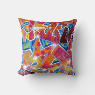 Coussin décoratif à motif abstrait graffiti (Rouge