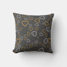 Coussin décoratif à motif Cœurs Jaune Gris Bonheur