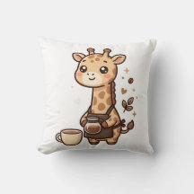 Coussin décoratif à motif de girafe expressif en t