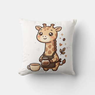 Coussin décoratif à motif de girafe expressif en t
