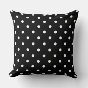 Coussin décoratif à pois noir et blanc Moderne