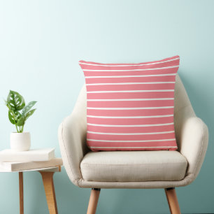 Coussin décoratif à rayures corail